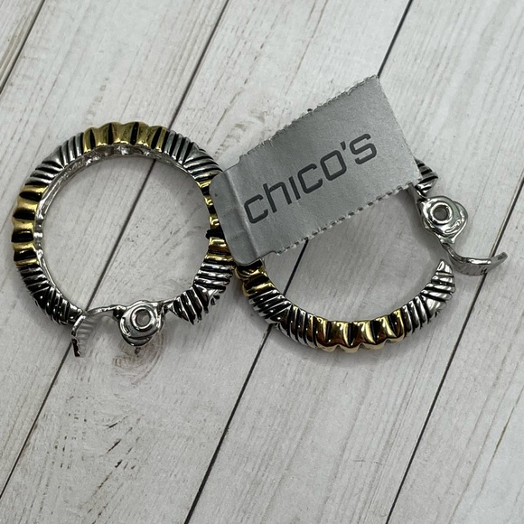 Chico's Jewelry - NWT Chico’s Gold/Silver Clip Hoop Earrings